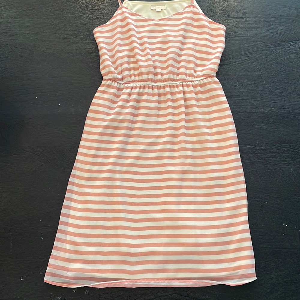 Tulle Polyester Pink and Cream Elastic Waist Sundress